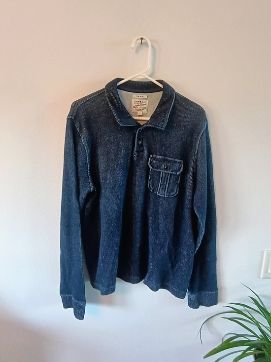 Lucky Brand Other - Lucky Brand True Indigo 100% Cotton Long Sleeve Polo Shirt Blue Men's Large